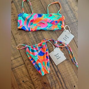 REVOLVE Multicolor Floral-Print Bandeau Bikini Set